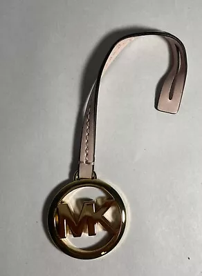 Michael Kors Gold MK Logo Blush Leather Loop Hang Tag Bag Charm • $14.20