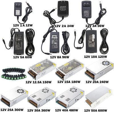 $250 • Buy AC/DC 12V 1/2/5/10/20/30/40/50A Power Supply Adapter Transformer LED Strip Light