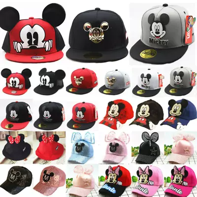 Mickey Minnie Mouse Baseball Cap Kids Boys Girls Outdoor Gym Snapback Hats Gift﹤ • £9.39