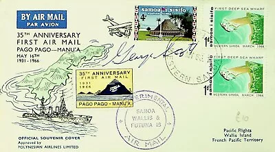 SEPHIL WESTERN SAMOA 1966 3SIGNED 5TH ANN PAGO PAGO-MANU'A AIRMAIL FFC W/ 3v • $5.03