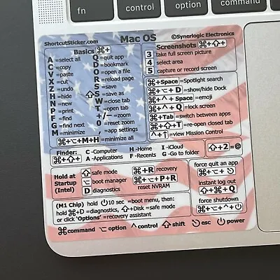 £6.54 • Buy Synerlogic Mac OS (July 4 Flag USA) Keyboard Shortcut Sticker For Any Macbook