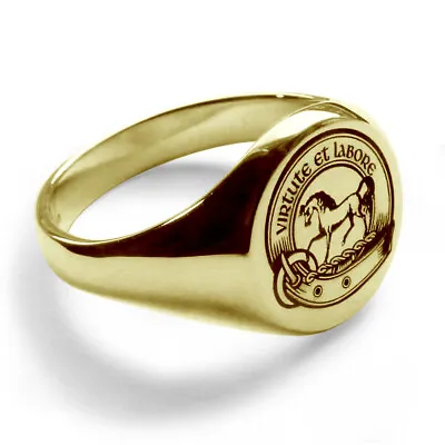 9ct Yellow Gold Laser YOUR Engraved Family Crest Signet Rings Round Fully UK HM • £454.57