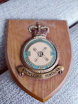 Vintage Wooden Royal Air Force RAF School Technical Training 4 Plaque Shield • £40