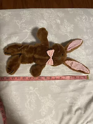 1983 Dakin Bunny Vintage Brown Pink Plaid Ear Feet Bow  • $15.26