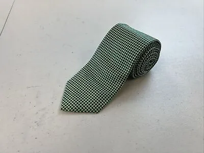Charles Tyrwhitt Men's Green Geometric Silk Neck Tie $98 • $22.53