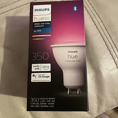 $60 • Buy PHILIPS HUE 5.7W 350lumen GU10 LED WHITE AND COLOR AMBIANCE GLOBE