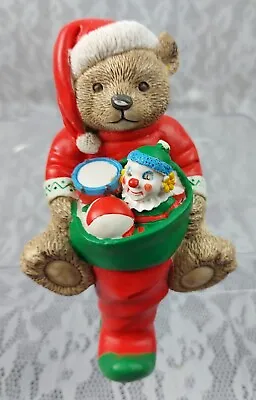 Christmas Teddy Bear Stocking Hanger Fraser Collection 1993 Hand Painted Vintage • $8.99