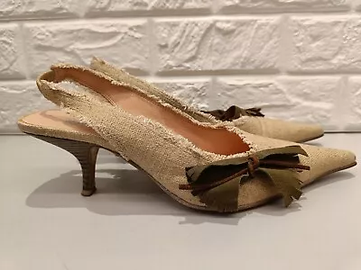 £22.99 • Buy Women's Ursula Mescaro Slingback Hessian  Kitten Heels Pointed Shoes Size 5.5 UK