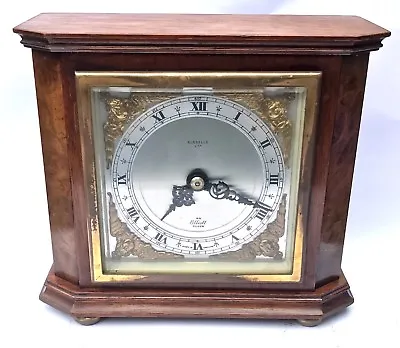 ELLIOTT LONDON Walnut & Burr Walnut Bracket Mantel Clock RUSSELLS LTD • $342.25