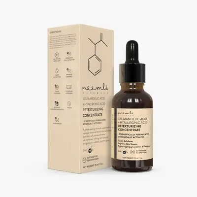 Neemli Naturals 10% Mandelic Acid + Hyaluronic Acid Retexturizing Concent - 15ml • $12.39