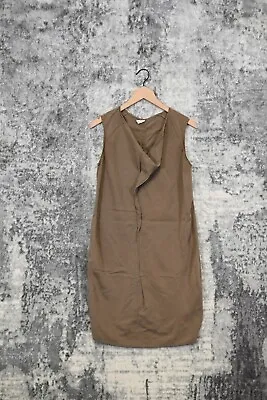 Maggie Ward Drape Cowl Neck Leather Trim Shift Dress Size M Medium • $5.99