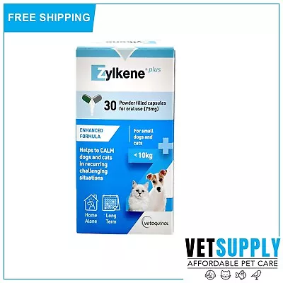 Zylkene Plus Calming Supplement For Dogs And Cats BLUE Under 10 Kg 30 Capsules • $57.91