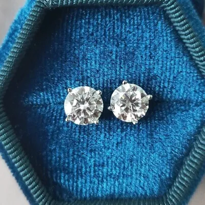 1ct Earrings White Gold Diamond Test Pass Lab-Created VVS1/D/Excellent • £245