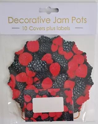 Mixed Berry 1lb Jam Jar Kit Covers Labels Wax Discs Pack 10 MADE IN UK • £2.99