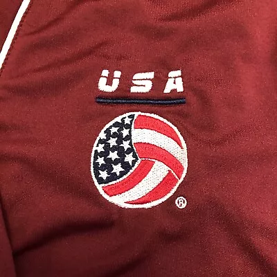 Mizuno USA Volleyball Jacket Mens Sz L Maroon Quarter Zip Pullover Nylon Spandex • $39.99