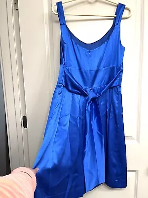 Vintage MAGGY  LONDON DRESS SILK Royal Blue Stunning Size 14 Large • $44.99