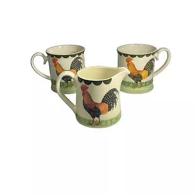 Fairmont And Main Cockerel Set Of  2 Mugs & Jug County Kitchen Cottage Core • £15.99