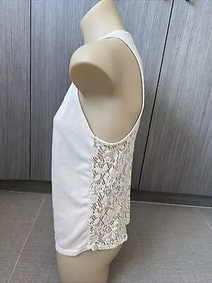 $15 • Buy Bershka Sz S/8 Beige Tank Top Blouse Lace Back Vgc