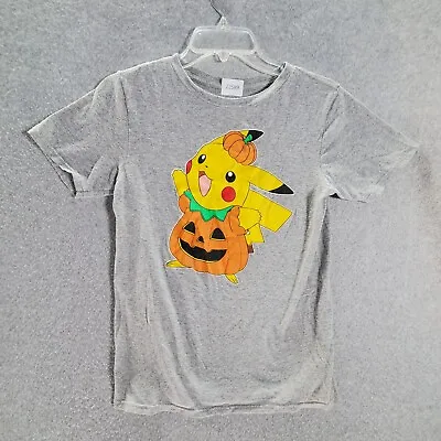 $9.91 • Buy Pokemon Boys T-Shirt Large Gray Graphic Pikachu Halloween Pumpkin Short Sleeve