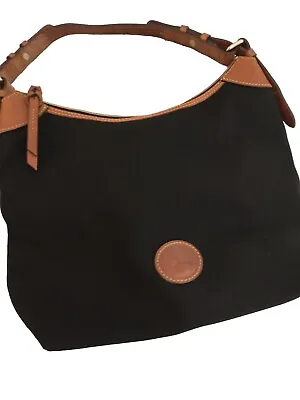 Dooney & Bourke Black Canvas Nylon Bag Leather Strap And Trim - Erica Hobo NWOT • $69