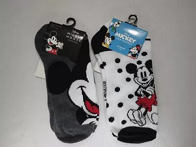 Mickey Mouse (2 Pairs) No-Shows Kids Socks Size 4-10 NWT • $6.99