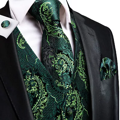 NEW Men's Paisley Design Dress Vest And Neck Tie Hankie Set For Suit Or Tuxedo • $21.18