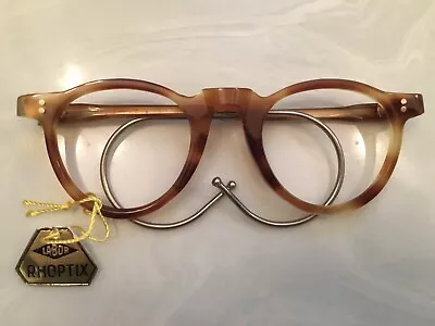 Vintage Round Panto 1950 French Eyeglasses Tortoise Brown New Old Stock Lunettes • $999