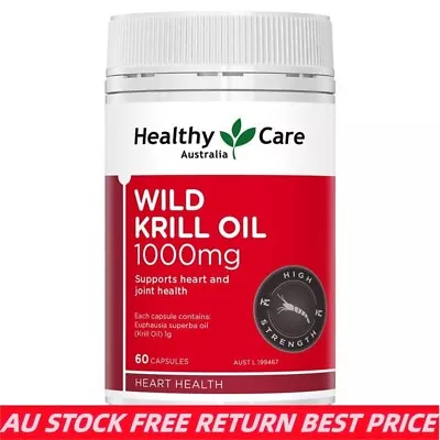 Best Price Healthy Care Wild Krill Oil 1000mg 60 Capsules Healthy Care • $19.95