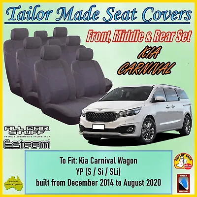 Tailor Made Grey Seat Covers For Kia Carnival YP (3 Rows) From 12/2014 - 08/2020 • $228.98