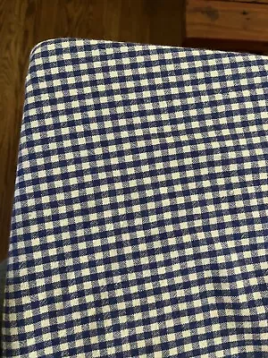 Vintage Round Blue White Gingham Tablecloth 60” X 63” Charming Cottage Bistro • $16