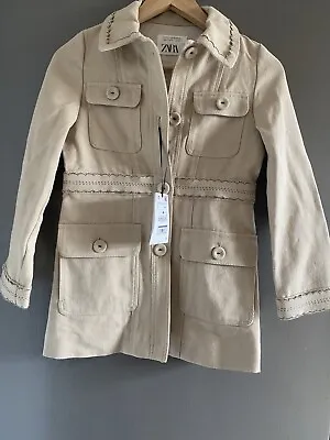 $40 • Buy NWT Zara Girls Safari Khaki Military Jacket Size 9 Yr
