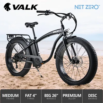 VALK Electric Fat Tyre Cruiser Bike With Throttle Bicycle Beach E-Bike EBike • $1275