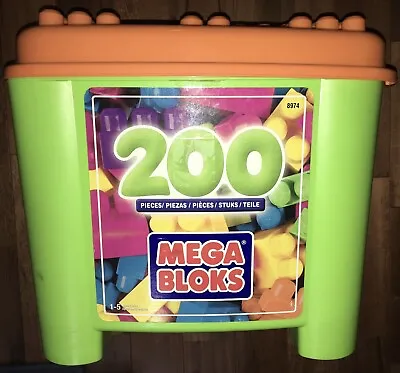 Vintage Mega Bloks EMPTY STORAGE BOX First Builders Tub 200 #8974 PLATFORM LID • $32.95