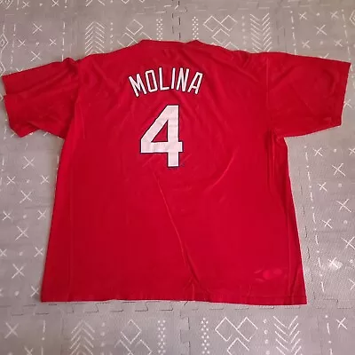 St Louis Cardinals Shirt Men's Extra Large Red Solid Short Sleeve Yadier Molina • $7.49