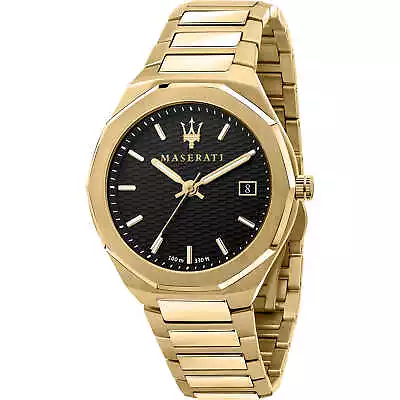 Mens Wristwatch MASERATI STILE R8853142004 Stainless Steel Golden Black • $241.49