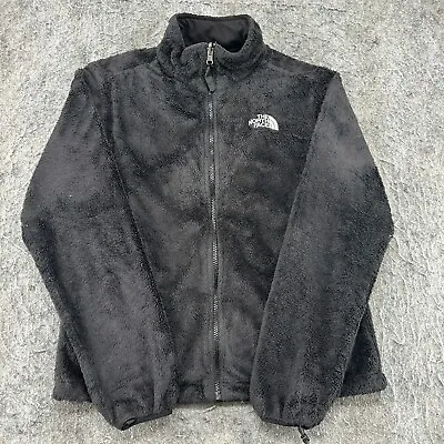 North Face Jacket Womens Medium Black Full Zip Logo Monkey Man Fleece Coat • $19.95