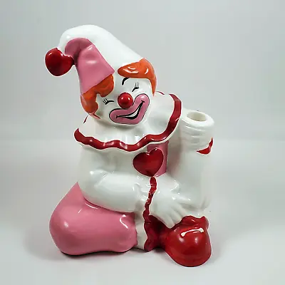 $24.98 • Buy Vintage 1986 Enesco Ceramic Clown Coin Piggy Bank Pink White & Red, 5.75  Tall