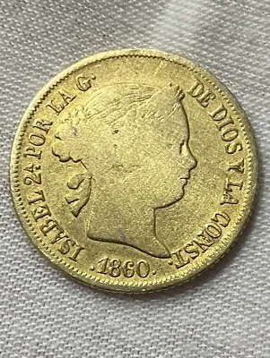 1860 ISABEL II 4 Reales Silver SPAIN. • $50