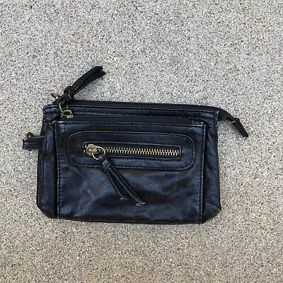 Vintage Vegan Leather Small Clutch Wallet Black Women's Zipper  7  X 5  X 2  • $9.89