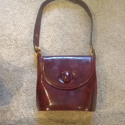 $375 • Buy CARTIER Vintage Happy Birthday Bordeaux Patent Leather Bag, Authenticity Card