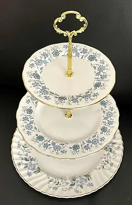 Royal Adderley Forget Me Not & Colclough Braganza 3-tiered Cake Stand England • £30.37