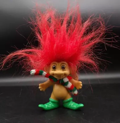 Russ Merry Little Troll Christmas Doll Nude 3  Red Hair Scarf  Holiday Elf • $4.25