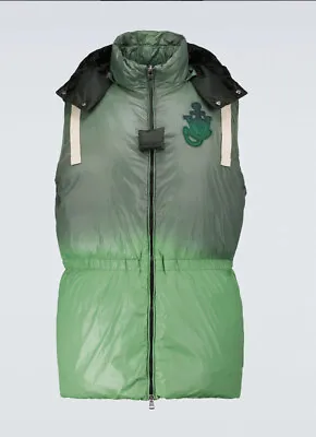 NWT MONCLER GENIUS 1 MONCLER JW ANDERSON GREEN Chesil PUFFER Vest SIZE 2 • $400