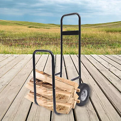 Firewood Log Cart Dolly Trolley Wood Mover Transport Hauler Rack 220Lbs • $52.15