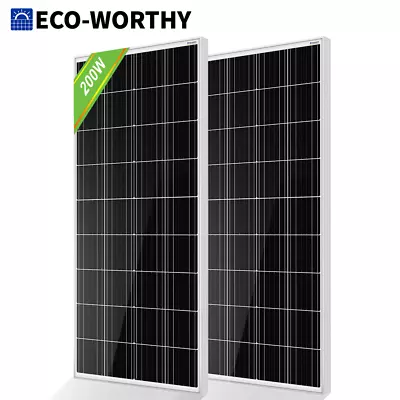 ECO-WORTHY 100W Watt Solar Panel 2Pack (200W) Mono 12V/24V 12BB Cell For RV Home • $116.99