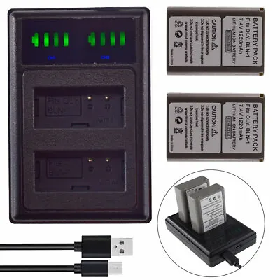 $24.17 • Buy 2x Battery BLN-1 W/ USB Charger For Olympus Om-D E-M5 Mark III, Pen E-P5, Pen-F
