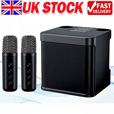 Portable Karaoke Machine With 2 Wireless Microphone Mini Bluetooth Speaker Gifts • £30.89