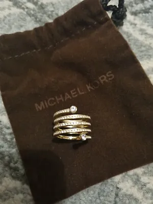 Michael Kors Ring Gold Diamante Swirl Wrap Around With Pouch And Box  • £14.99