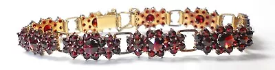 Vintage Fabulous Bohemian Rose Cut Garnet Solid 14K Yellow Gold 7.25  Bracelet • $1599