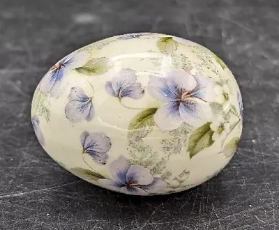 Vintage ‘ The Egg Lady ’ Porcelain Purple Violets Easter Egg Farmhouse Decor • $14.99